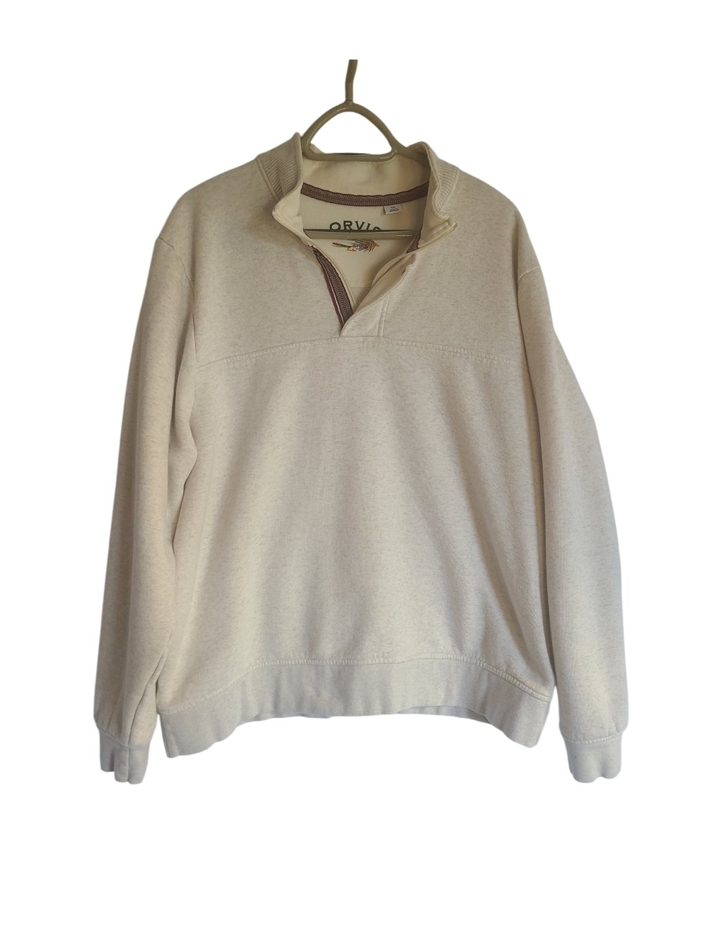 Orvis Men’s Cream Quarter-Zip Pullover Sweatshirt Size XXL